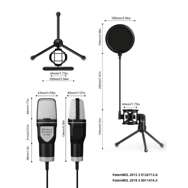 USB Game Microphone with RGB Lighting