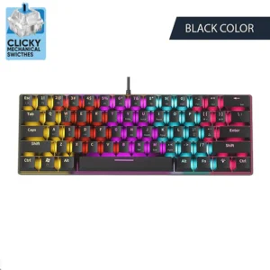 BLACK-CLICKY.webp Armaggeddon MKA 1C Neo LED Backlight Mechanical Gaming Keyboard 61 Key Hot Swapable Black / White