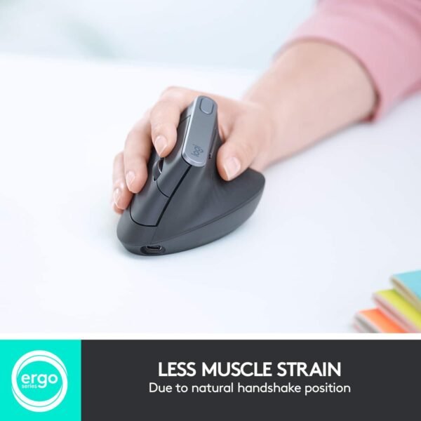 6282602cv11d.jpg Logitech - MX Vertical Advanced Wireless Optical Ergonomic Mouse with USB and Bluetooth Connection - Wireless - Graphite