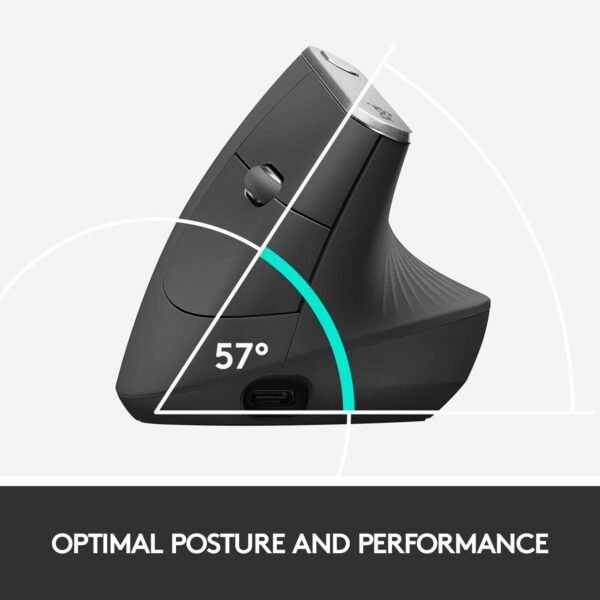 6282602cv12d.jpg Logitech - MX Vertical Advanced Wireless Optical Ergonomic Mouse with USB and Bluetooth Connection - Wireless - Graphite