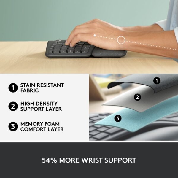 6395346cv12d.jpg Logitech - ERGO K860 Ergonomic Full-size Wireless Keyboard for Windows and Mac with Palm Rest - Black
