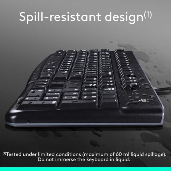 Logitech - K120 Full-size Wired Membrane Keyboard for PC with Spill-Resistant Design - Black