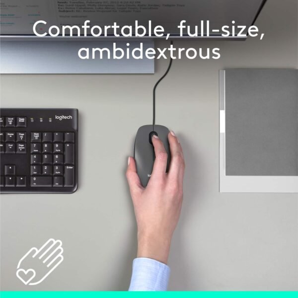 bcc95e00-0ec0-4ab6-959d-0fab92e173f5.jpg Logitech - M100 Wired Optical Ambidextrous PC Mouse with 1000 DPI Optical Tracking - Wired - Gray