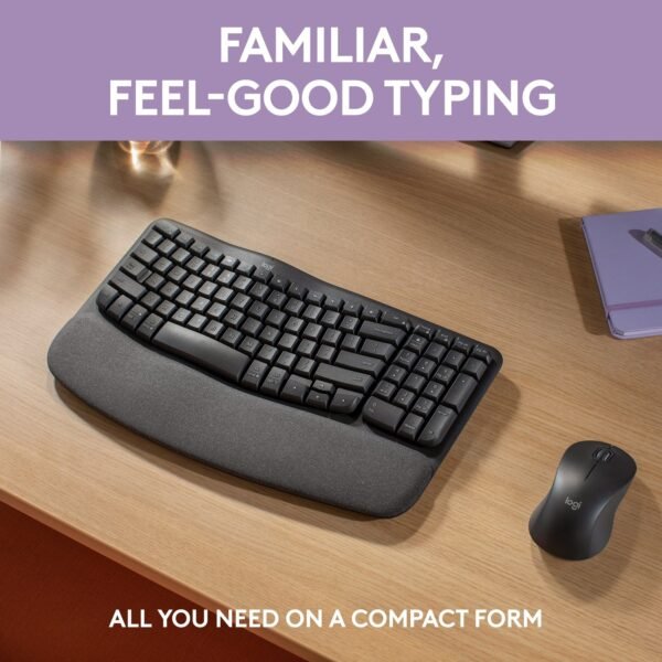 Logitech - Wave Keys MK670 Combo Ergonomic Wireless Keyboard and Mouse Bundle for Windows/Mac with Integrated Palm-rest - Graphite